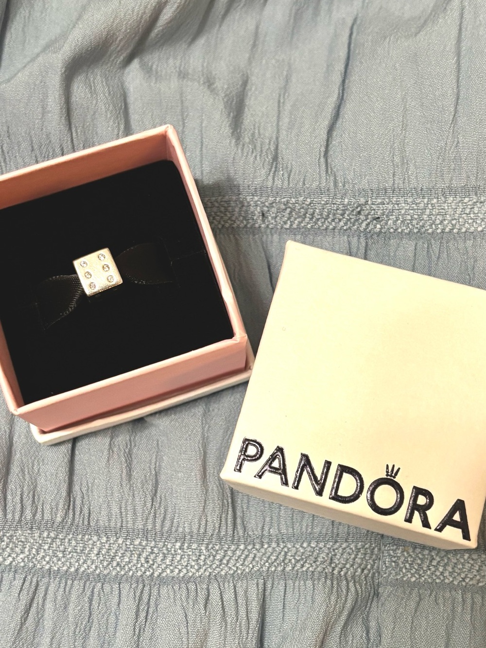 Authentic Pandora Sterling Silver Sparkling Dice Charm